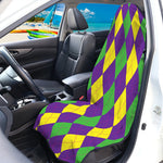 Mardi Gras Argyle Pattern Print Waterproof Car Seat Cover