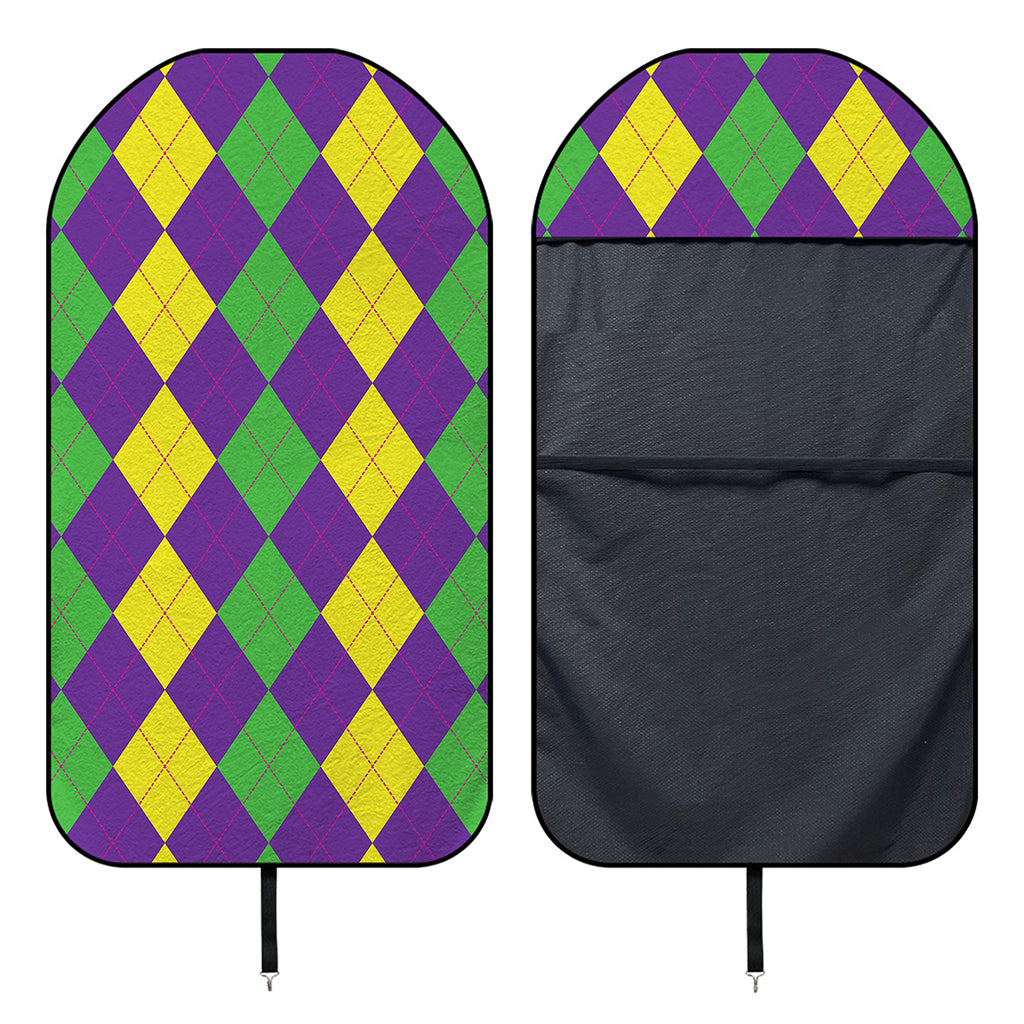 Mardi Gras Argyle Pattern Print Waterproof Car Seat Cover