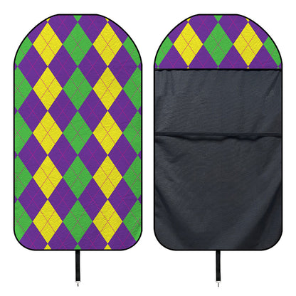 Mardi Gras Argyle Pattern Print Waterproof Car Seat Cover