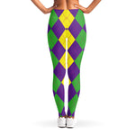 Mardi Gras Argyle Pattern Print Women's Leggings