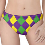 Mardi Gras Argyle Pattern Print Women's Thong