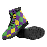 Mardi Gras Argyle Pattern Print Work Boots