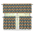 Mardi Gras Chevron Pattern Print 3 Piece Kitchen Curtains