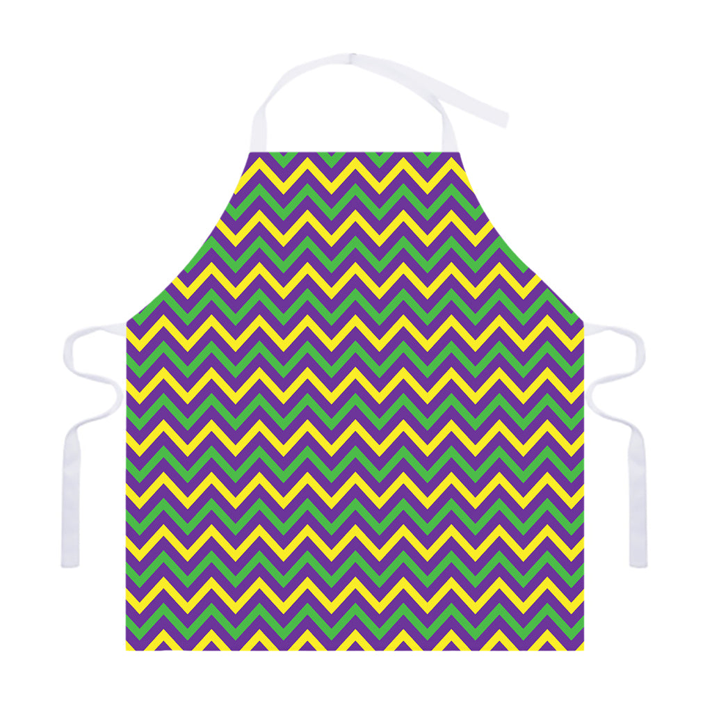 Mardi Gras Chevron Pattern Print Adjustable Apron