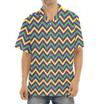 Mardi Gras Chevron Pattern Print Aloha Shirt