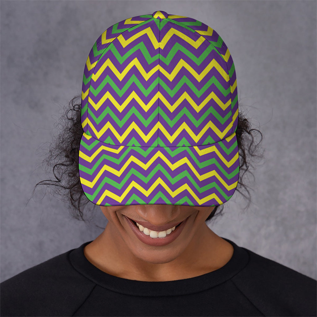 Mardi Gras Chevron Pattern Print Baseball Cap