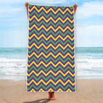 Mardi Gras Chevron Pattern Print Beach Towel