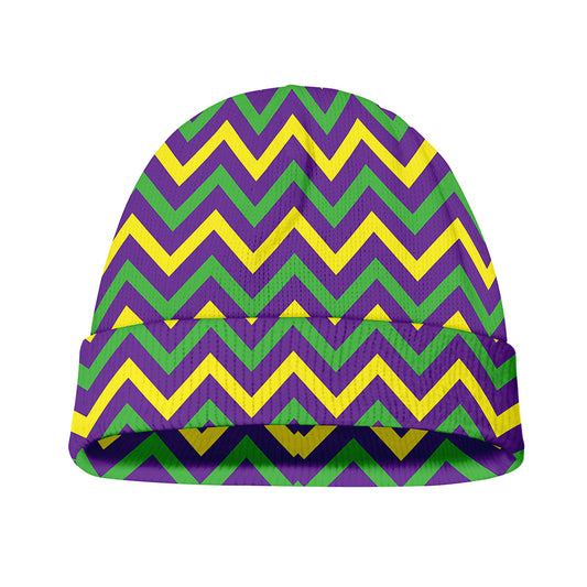 Mardi Gras Chevron Pattern Print Beanie