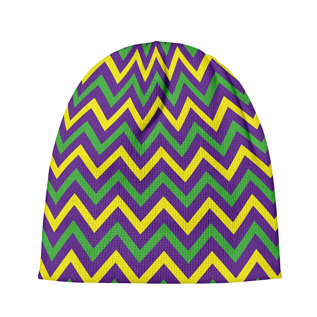 Mardi Gras Chevron Pattern Print Beanie