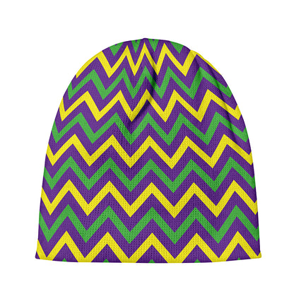 Mardi Gras Chevron Pattern Print Beanie