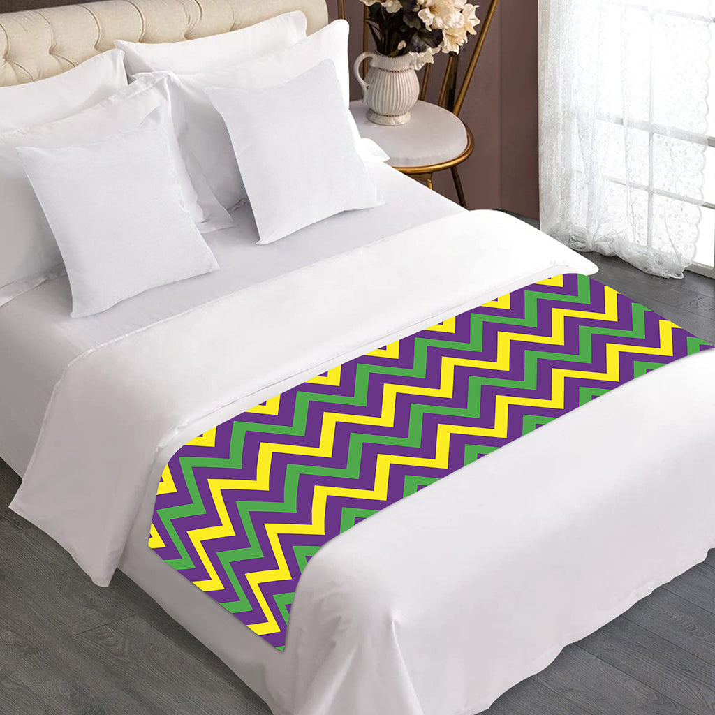 Mardi Gras Chevron Pattern Print Bed Runner
