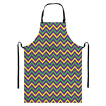 Mardi Gras Chevron Pattern Print Bib Apron With Pocket