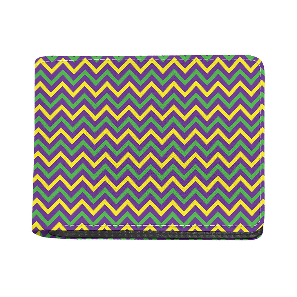 Mardi Gras Chevron Pattern Print Bifold Wallet