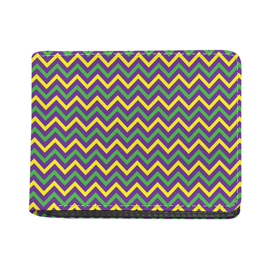Mardi Gras Chevron Pattern Print Bifold Wallet