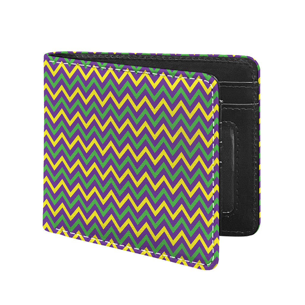 Mardi Gras Chevron Pattern Print Bifold Wallet