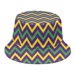 Mardi Gras Chevron Pattern Print Bucket Hat