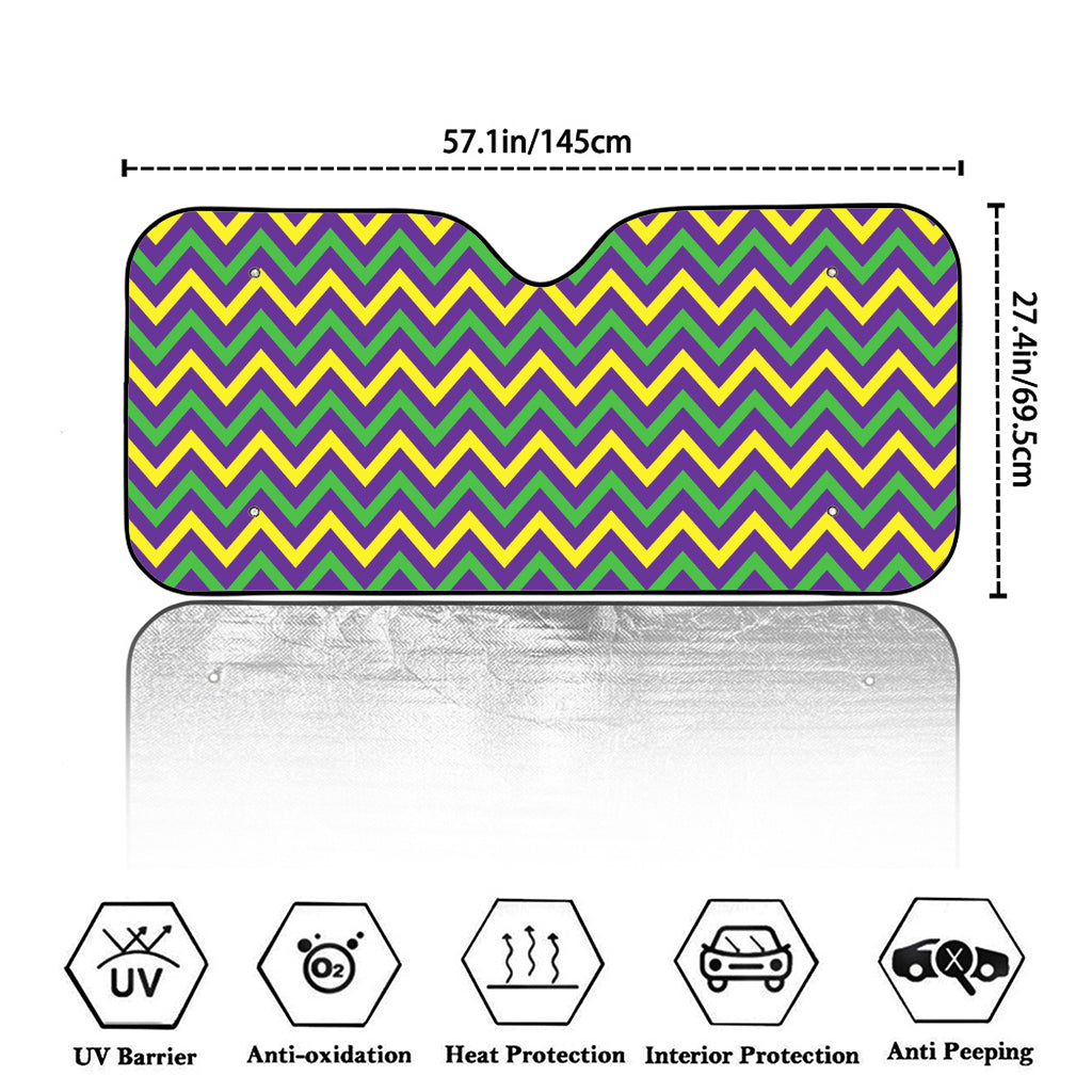 Mardi Gras Chevron Pattern Print Car Windshield Sun Shade