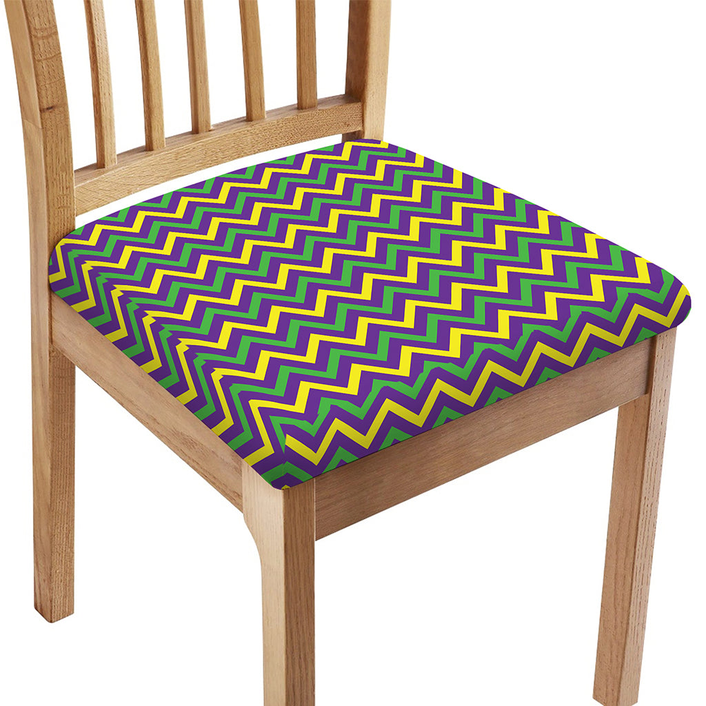 Mardi Gras Chevron Pattern Print Chair Cushion Cover