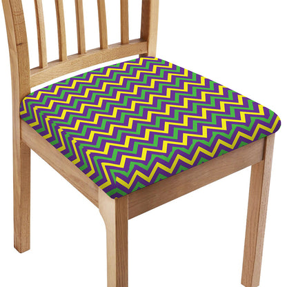 Mardi Gras Chevron Pattern Print Chair Cushion Cover