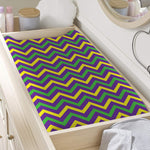 Mardi Gras Chevron Pattern Print Changing Pad Cover