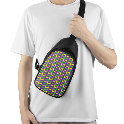 Mardi Gras Chevron Pattern Print Chest Bag