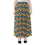 Mardi Gras Chevron Pattern Print Chiffon Maxi Skirt