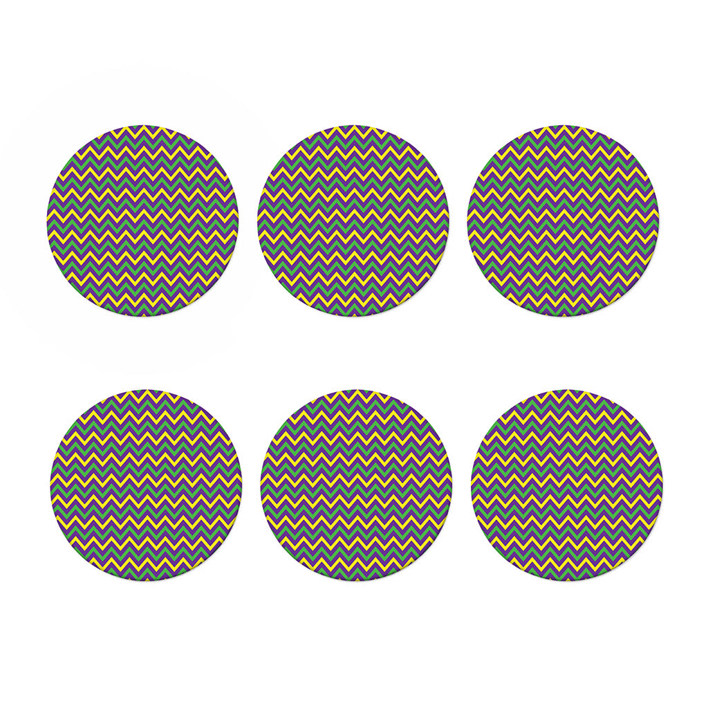 Mardi Gras Chevron Pattern Print Coaster Set