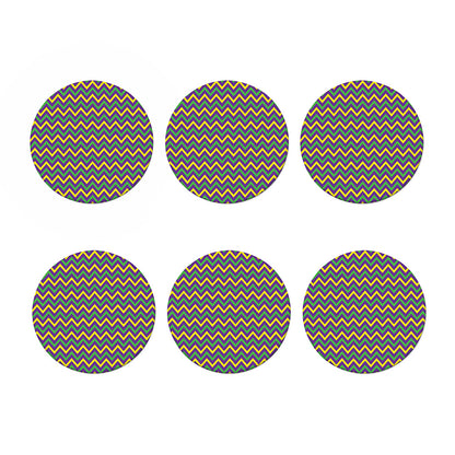 Mardi Gras Chevron Pattern Print Coaster Set