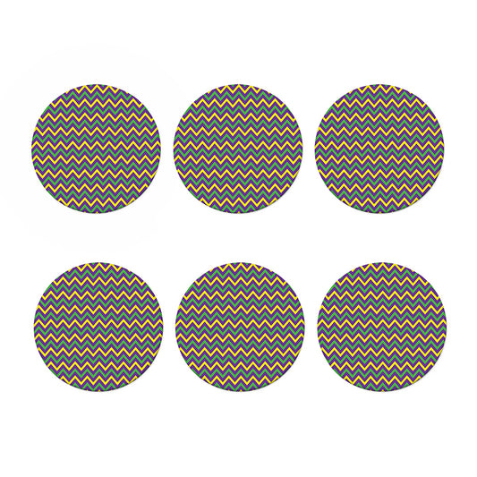 Mardi Gras Chevron Pattern Print Coaster Set