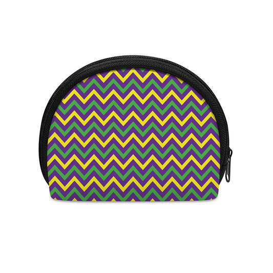 Mardi Gras Chevron Pattern Print Coin Purse