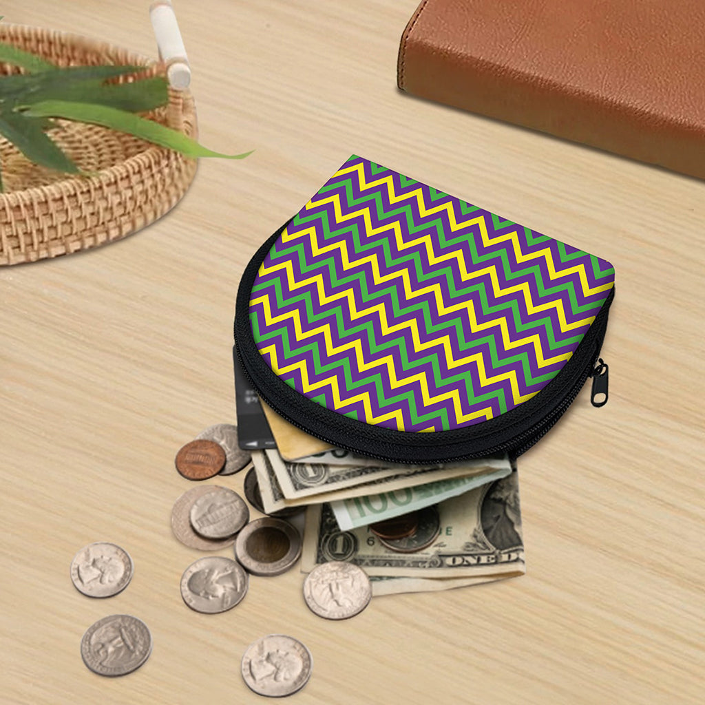 Mardi Gras Chevron Pattern Print Coin Purse