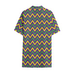Mardi Gras Chevron Pattern Print Cotton Hawaiian Shirt