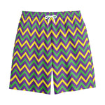 Mardi Gras Chevron Pattern Print Cotton Shorts