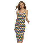 Mardi Gras Chevron Pattern Print Cross Back Cami Dress