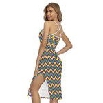 Mardi Gras Chevron Pattern Print Cross Back Cami Dress