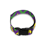 Mardi Gras Chevron Pattern Print Dog Collar