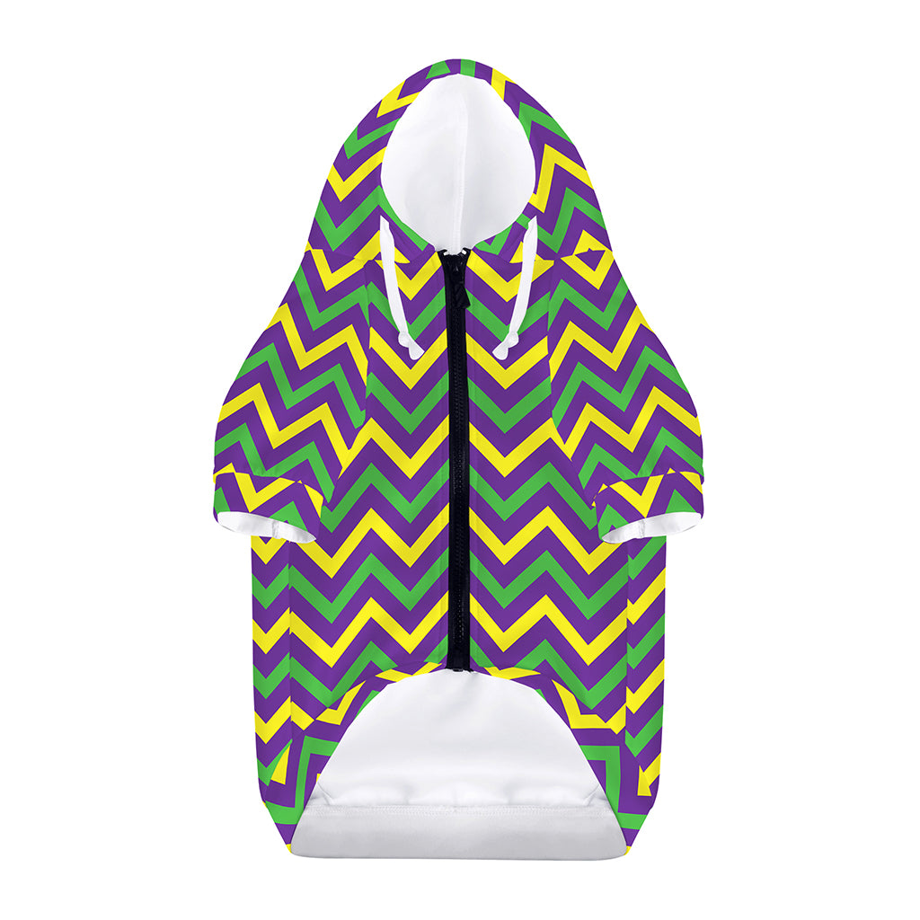 Mardi Gras Chevron Pattern Print Dog Zip Up Hoodie