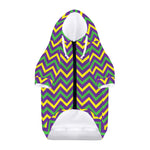 Mardi Gras Chevron Pattern Print Dog Zip Up Hoodie