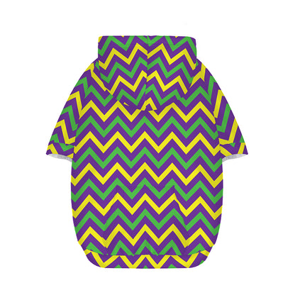 Mardi Gras Chevron Pattern Print Dog Zip Up Hoodie