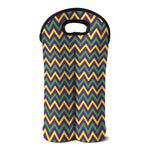 Mardi Gras Chevron Pattern Print Double Neoprene Wine Tote