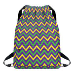 Mardi Gras Chevron Pattern Print Drawstring Backpack