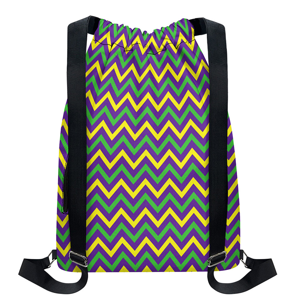 Mardi Gras Chevron Pattern Print Drawstring Backpack