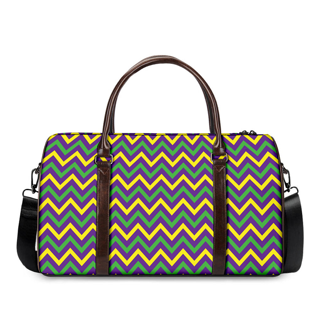 Mardi Gras Chevron Pattern Print Duffle Bag