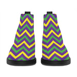 Mardi Gras Chevron Pattern Print Flat Ankle Boots