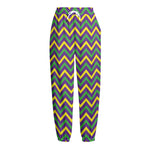 Mardi Gras Chevron Pattern Print Fleece Lined Knit Pants