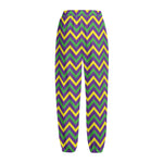 Mardi Gras Chevron Pattern Print Fleece Lined Knit Pants