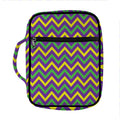 Mardi Gras Chevron Pattern Print Front Pocket Bible Bag