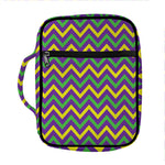 Mardi Gras Chevron Pattern Print Front Pocket Bible Bag