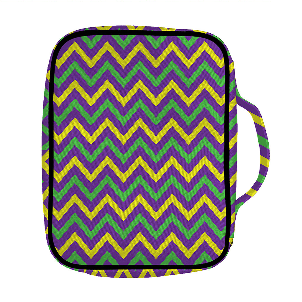 Mardi Gras Chevron Pattern Print Front Pocket Bible Bag