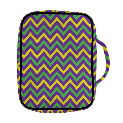 Mardi Gras Chevron Pattern Print Front Pocket Bible Bag